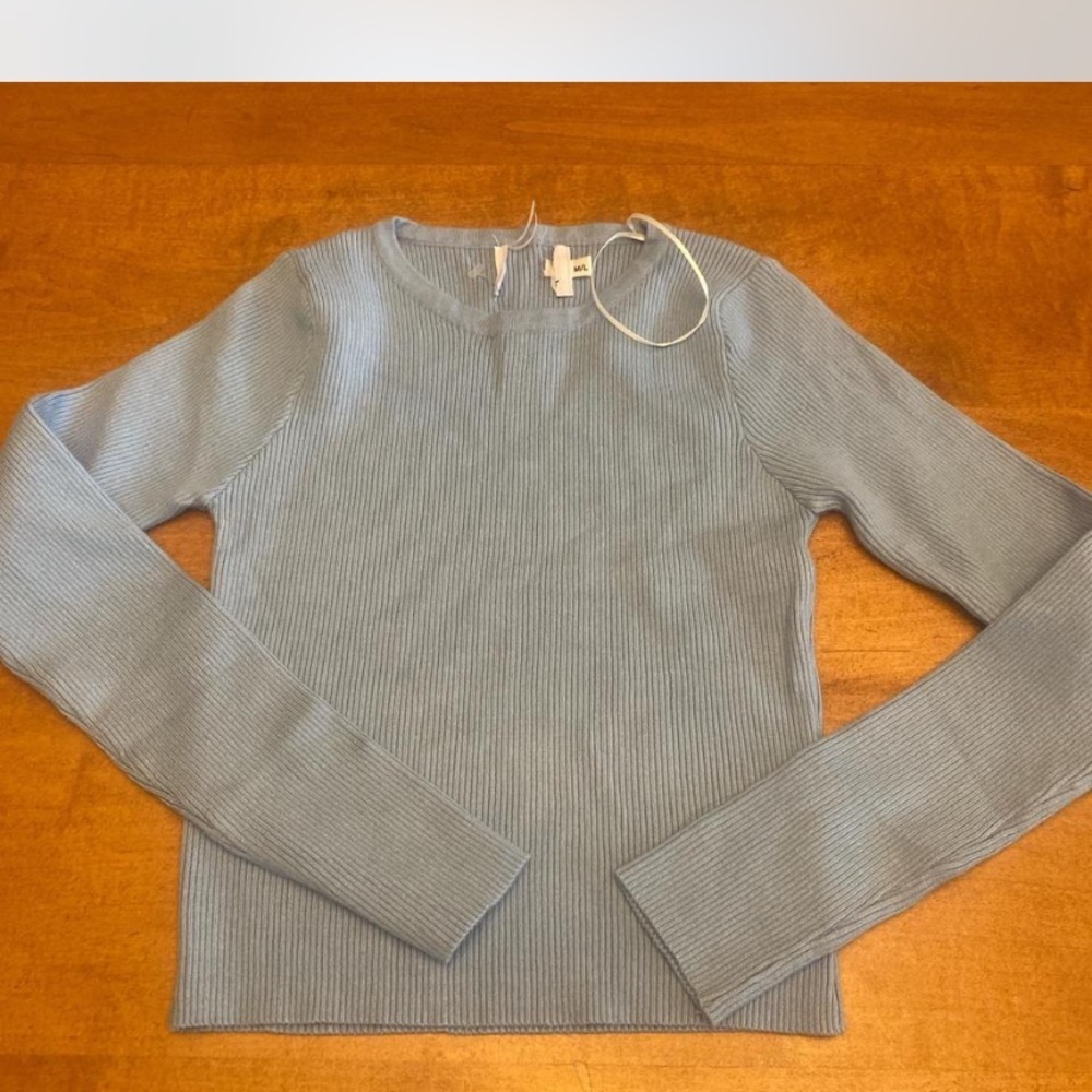 Princess Polly Light Blue Ribbed Sweater - Picture 2 of 7
